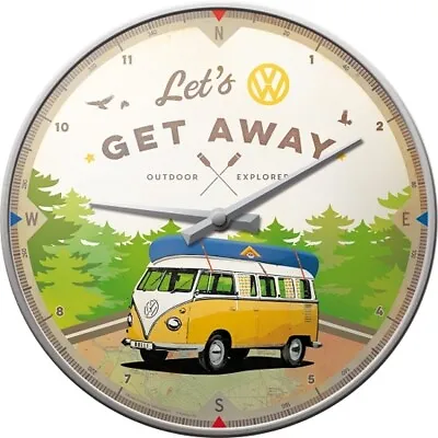 VW Volkswagen Away Nostalgia Wall Clock Glass 12 3/16in • $52.79