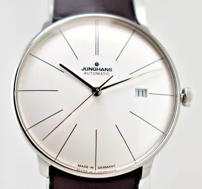 JUNGHANS Meister Fein 27/4152.00 Date Ivory White Dial Automatic 39mm Germany • $748