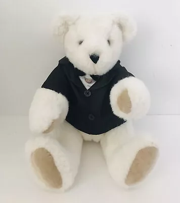 Vermont Co Teddy Bear Plush Jointed 16” Tuxedo Jacket USA White EUC • $14