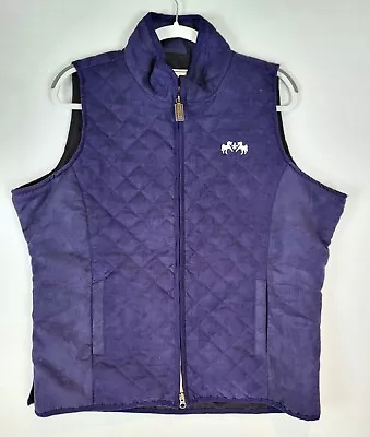 Equine Couture Microsuede Quilted Vest Womens XL Navy Blue Full Zip • $24.99