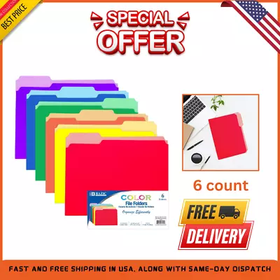 BAZIC Manila File Folder 1/3 Cut Letter Size Assorted Color Left Right Center • $8.48
