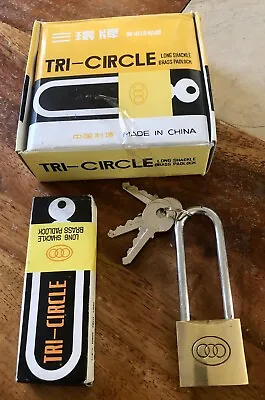 £5 • Buy Pack Of Six Tri-Circle Long Shackle Brass Pad Locks