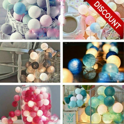 £2.39 • Buy 20LED Cotton Ball String Lights Party Fairy Wedding Light Decor Battery/ USB
