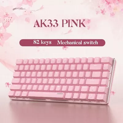 Wired Pink Mechaincal Gaming Keyboard White Backlit 82 Keys Anti-ghosting For PC • $28.99