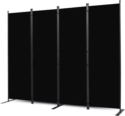 Room Divider 4 Panel Wide Feet  Freestanding，Black 6 Ft Portable • $43.71