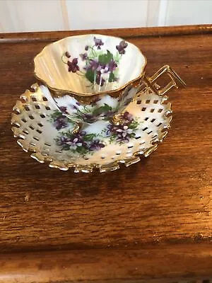 Napco Violet Tea Cup And Saucer 3 Footed  • $19