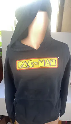 Pac-Man Black Graphic Retro Game Pullover Hoodie Mens Size Large • $10.99