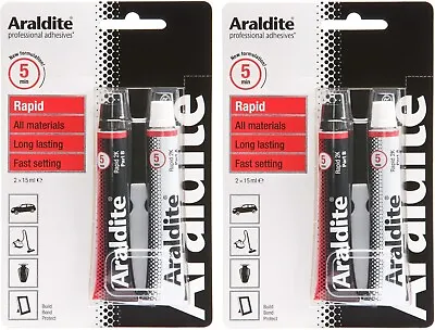 2 X Araldite Rapid Tube 2x15ml Strong Adhesive Long Lasting All Materials Glue • £11.21