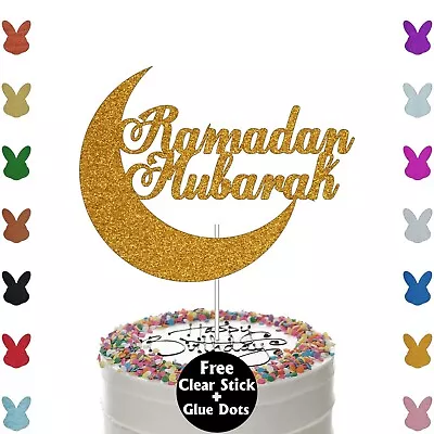 Ramadan Mubarak Cake Topper Ramadan Glitter Card Cake Toppers Cake Decorations • £2.95