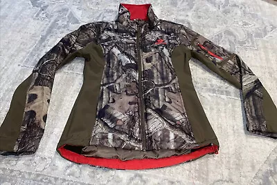 MOSSY OAK BREAK UP INFINITY Full Zip  JACKET CAMOUFLAGE & RED WOMENS SZ SMALL • $15