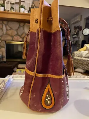 Moroccan  Draw String Leather Purse • $20