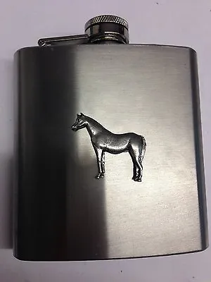Arab Horse E08 Horse & Equestrian English Pewter 6oz Stainless Steel Hip Flask   • £17.95