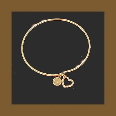 MICHAEL KORS  Gold Toned Heart Crystal 2 Charm Bangle Bracelet • $35