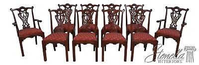 L61847EC: Set Of 10 BEVAN FUNNEL Chippendale Mahogany Dining Room Chairs • $5695