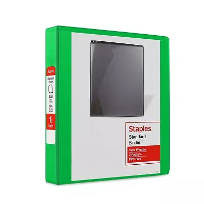 Staples Standard 1.5  3-Ring View Binder Green 58687 • $10.33