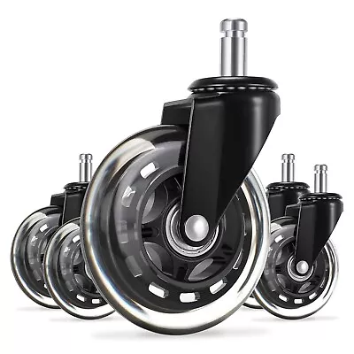 Office Chair Caster Wheels Replacement Rubber Chair Casters For Hardwood Floors • $34.90