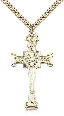 Gold Filled Cross Necklace For Men On 24 Chain - 30 Day Money Back Guarantee • $196