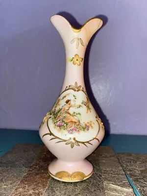 $11.99 • Buy Vintage Vase Lenwile Ardalt Woman With Cherub Gold Gilded White Pink Japan 6537F