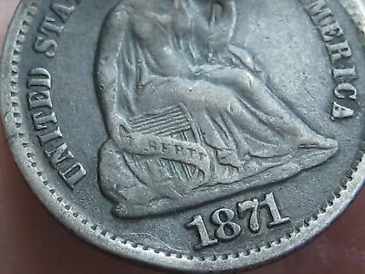 1871 P Seated Liberty Half Dime- Philadelphia Dark/Black Fine Details • $19.99