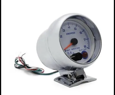 3.75'' Chorme Car Tachometer Gauge Tacho Meter Blue LED Shift Light 0-8000 RPM • $23.99