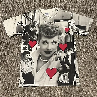 Vintage I Love Lucy All Over Print T Shirt TV Promo Tee 90's AOP Size Medium • $39.99