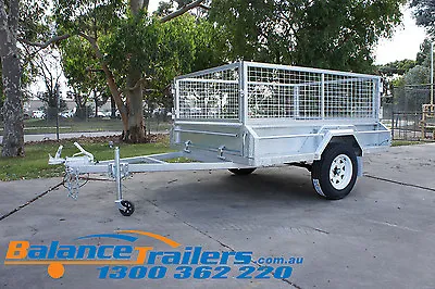 7x5 GALVANISED FULLY WELDED BOX TRAILER WITH 600mm CAGE & BRAKE ATM1400KG • $2750