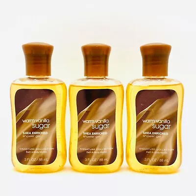 3 Pack Bath & Body Works Warm Vanilla Sugar Shower Gel Wash 3 Fl.oz Travel Size • £14.43