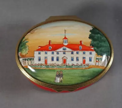 Vtg Halcyon Days Enamel Boxes Trinket Box -  Mount Vernon George Washington • $9.99