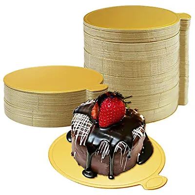100x Cake Boards Round Mousse Cardboard Gold Cupcake Cake Base Dessert Displays~ • £5.99