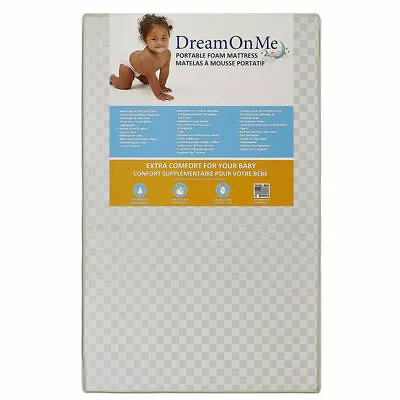 Dream On Me Holly 3” Fiber Portable/Mini Crib Mattress I Crib White  • $30