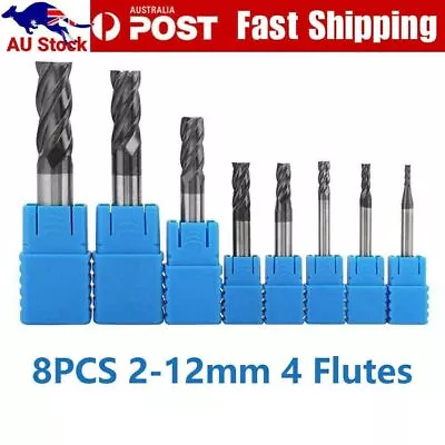 8PCS Carbide End Mill Set Tungsten Steel Milling Cutter Tool 2-12mm 4 Flutes Kit • $50.99