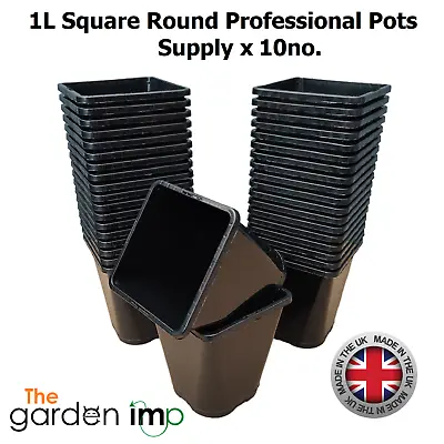 1L Litre Square Plant Pots Black Plastic Professional Strong Hydroponic Pot | 10 • £6.79