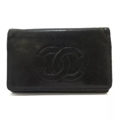 Auth CHANEL - Black Leather Key Case • $98