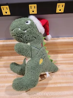 Green Christmas Dinosaur T.Rex With Christmas Lights Stuffed Animal Plush Toy • $12.99