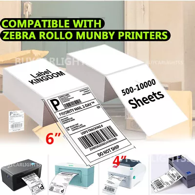 500-10000 Fanfold 4x6INCH Direct Thermal Shipping Labels For Zebra Rollo Printer • $78.99