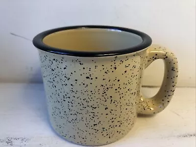 Ceramic Camping Mug Speckled Tan Black Farmhouse Rustic Cabin Primitive Kitchen • $9.99