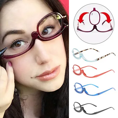 Women Makeup Magnifying Reading Glasses Flip Make Up Eye Glasses +1.0 +4.0 • £4.07