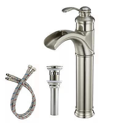 Bathroom Faucet Brushed Nickel Vessel Sink Faucet With Drain Tall Body Basin Tap • $58