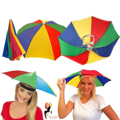 Adult Umbrella Hat Foldable Sun Shade Camping Fishing Hiking Parasol Cap Costume • £4.66