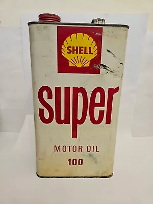 Vintage Shell Super Motor 100 Oil Tin Box Imperial Gallon EMPTY BOX ! (BR203) • $50