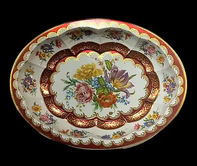 Vintage Daher Decorated Ware Tin Metal Floral Serving Tray Dish Bowl Oval 9x12.5 • $17.99