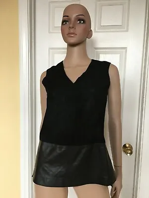 VINCE Black Leather And Suede Top Size 2 • $39.99