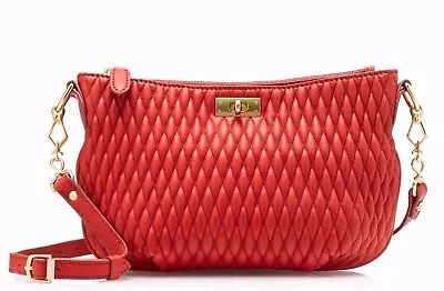 J.crew Quilted Baby Brompton Handbag Red Leather Crossbody Bag 03956 $178 • $79.99