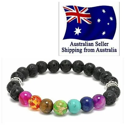 7 Chakra Healing Beaded Bracelet Natural Lava Stone Diffuser Bracelet Jewelry Hi • $6.81