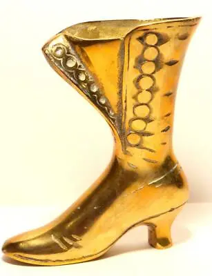 Vtg 5  Victorian Brass Ladies Boot Vase Match Stick Pen/Pencil Holder Decorative • $18.99