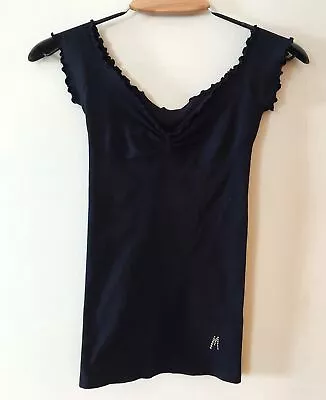 NEW NWOT Marciano Guess Microfiber Bodycon Cap Sleeve Lettuce Edge Top XS To S • $12.99