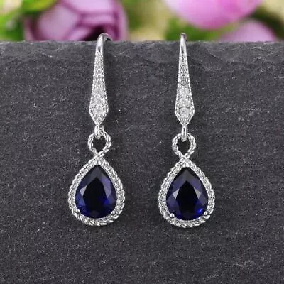 925 Silver Women Dangle Drop Earrings Cubic Zirconia Wedding Jewelry A Pair/set • $2.78