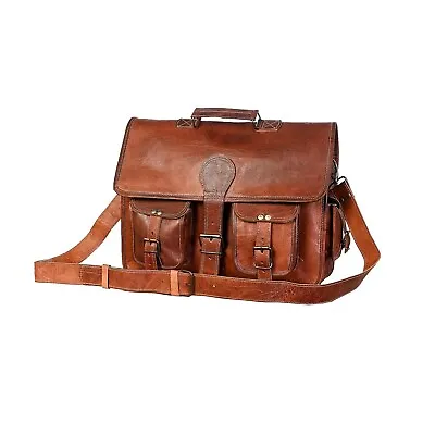 Mens Genuine Leather Vintage Laptop Bag Satchel Briefcase Messenger 18 X14 X6  • $57