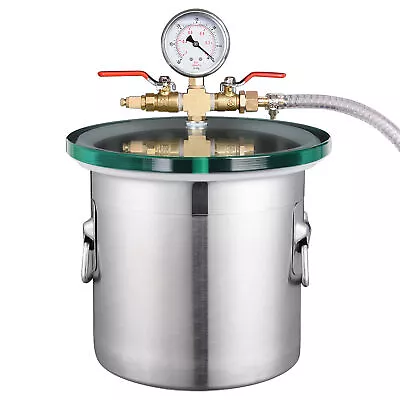 Stainless Steel Vacuum Chamber Glass Lid Essential Oil Degass Silicone 2 Gallon • $79.90