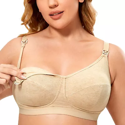 Plus Size Cotton Nursing Bra Women's Breastfeeding Maternity Bra Wireless • $19.79